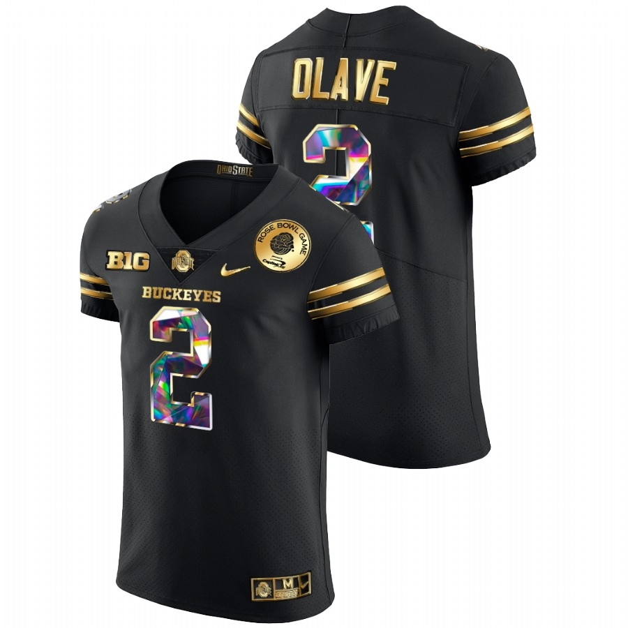 Ohio State Buckeyes Men's NCAA Chris Olave #2 Black Golden Diamond Edition 2022 Rose Bowl College Football Jersey WXV5749VX